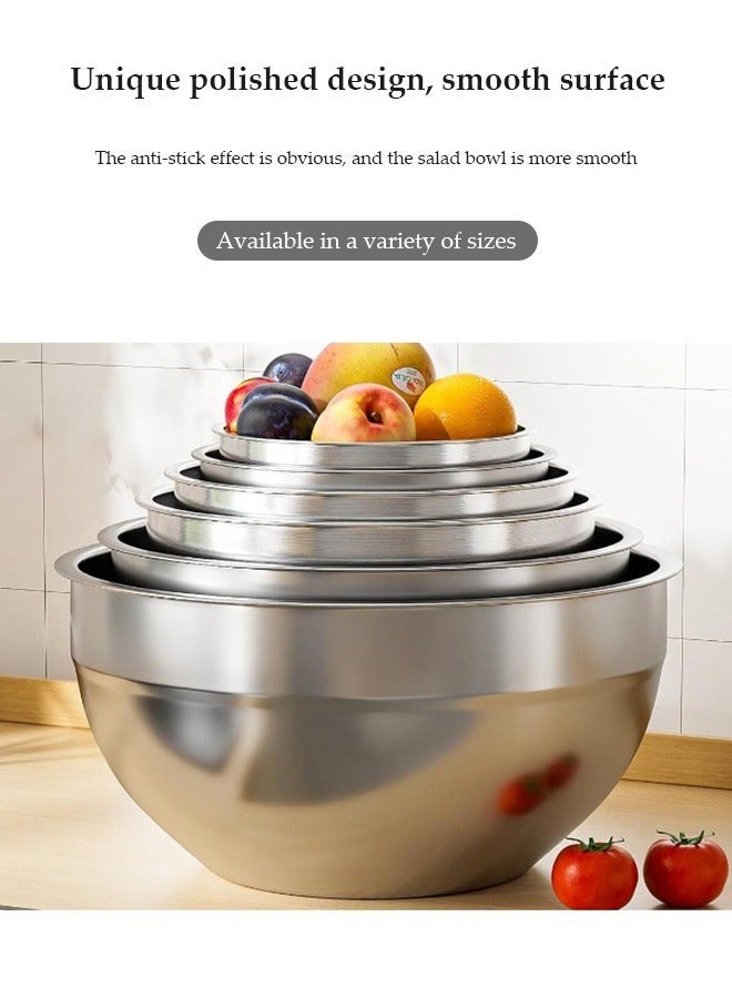 DUNISO 5 قطع من أوعية الخلط المصنوعة من الفولاذ المقاوم للصدأ مع غطاء، وعاء سلطة متداخل، غطاء محكم، قاعدة غير قابلة للانزلاق، مناسبة للمطبخ والخبز، 0.7/1/1.5/3/4.5QT - Image 4